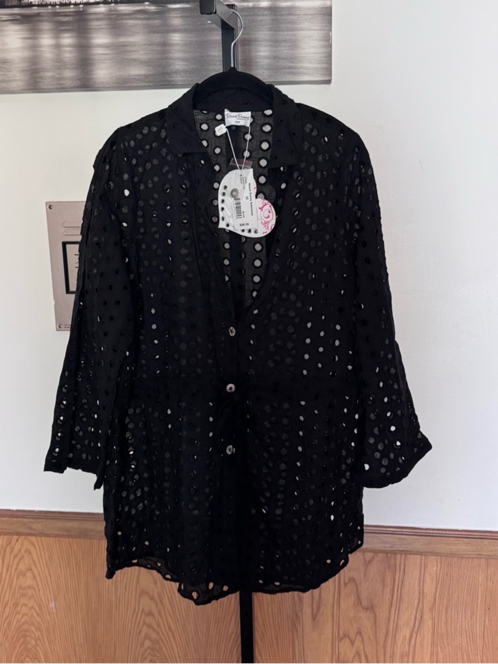 Beach Bunny Black Eyelet Button-Front Women’s Perfect Day Dress Medium